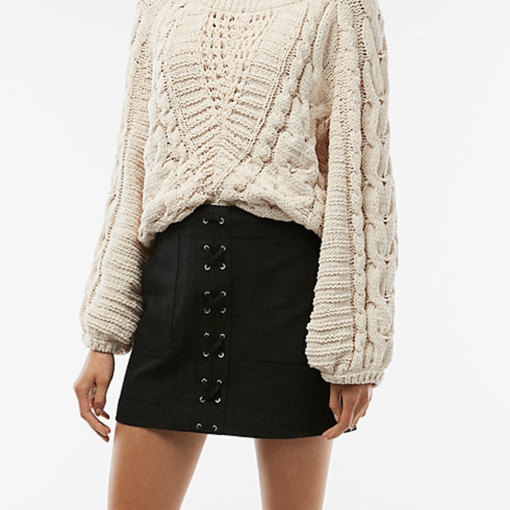 Express Lace-Up Patch Pocket Mini Skirt